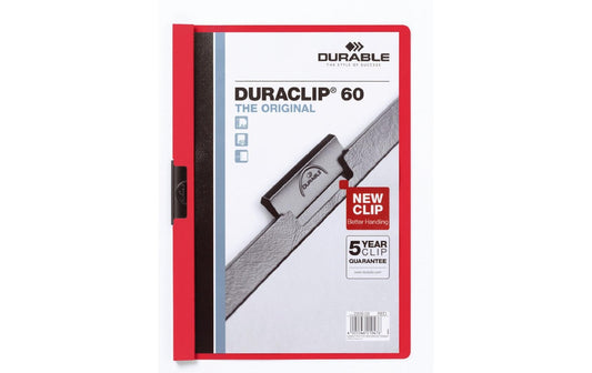 DURABLE, Klemmhefter Duraclip 60 A4, Rot