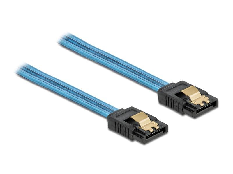 Delock | SATA-Kabel UV Leuchteffekt blau | 20 cm