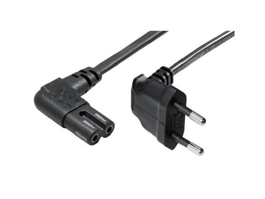 Niwotron | Netzkabel Euro T26 - C7, 10 m schwarz | T26 geweinkelt, C7 gewinkelt