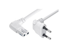 Niwotron | Netzkabel Euro T26 - C7, 10 m weiss | T26 geweinkelt, C7 gewinkelt