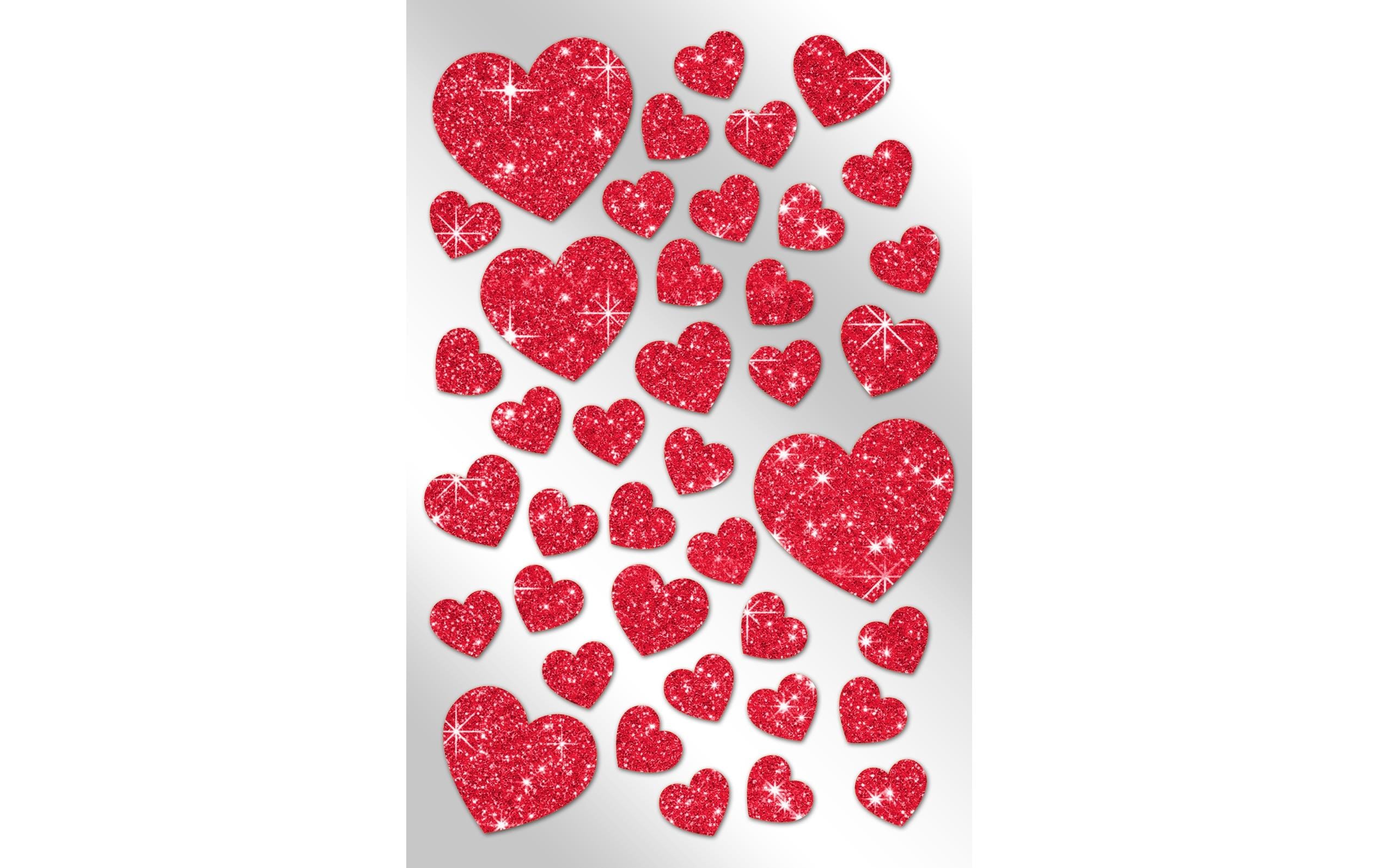 Braun + Company, Glitzersticker Herzen Rot