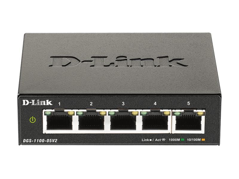 D-Link | DGS-1100-05V2: 5Port Gigabit Switch | 5x Gigabit, Lüfterlos