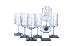 Silwy | Hightech-Kunststoffgläser, 6er-Set | 2 dl Weinglas +6 Metall-Nano-Gel-Pads
