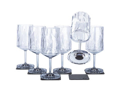 Silwy | Hightech-Kunststoffgläser, 6er-Set | 2 dl Weinglas +6 Metall-Nano-Gel-Pads
