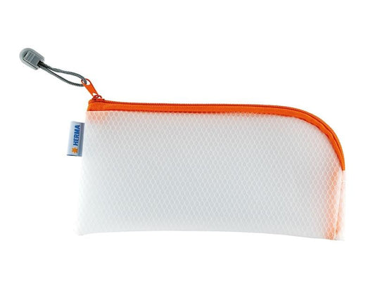 HERMA | Etui Mesh Bag | 23 x 11 cm, Orange/Weiss