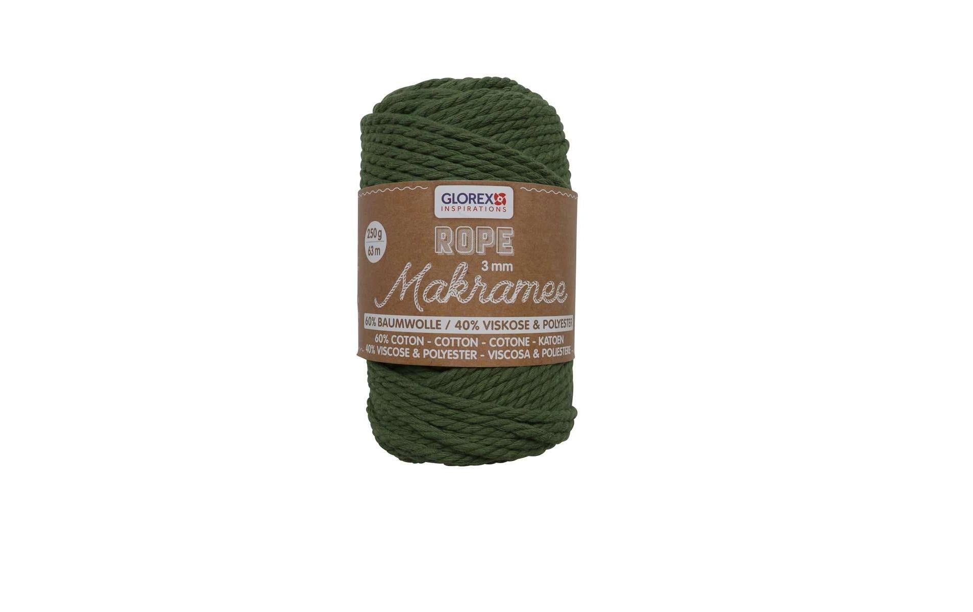 Glorex, Wolle Makramee Rope gedreht 3 mm, 2