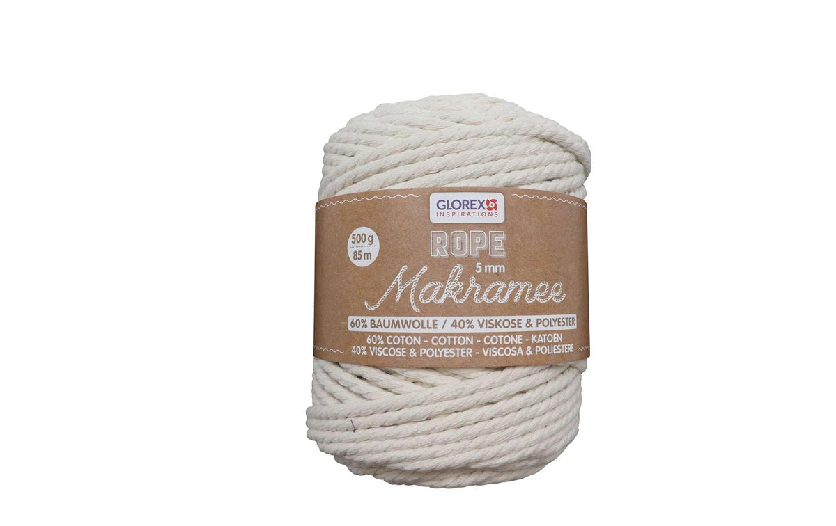 Glorex, Wolle Makramee Rope gedreht 5 mm, 5
