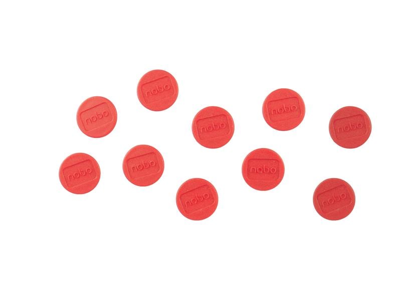 Nobo | Magnet rund 13mm, 10 Stk. | für ein Blatt, rot