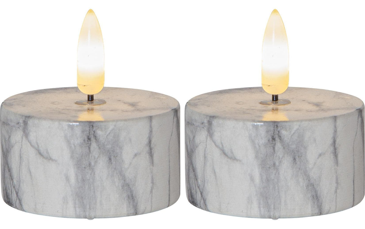 Star Trading LED Teelicht 2er Flame Marble
