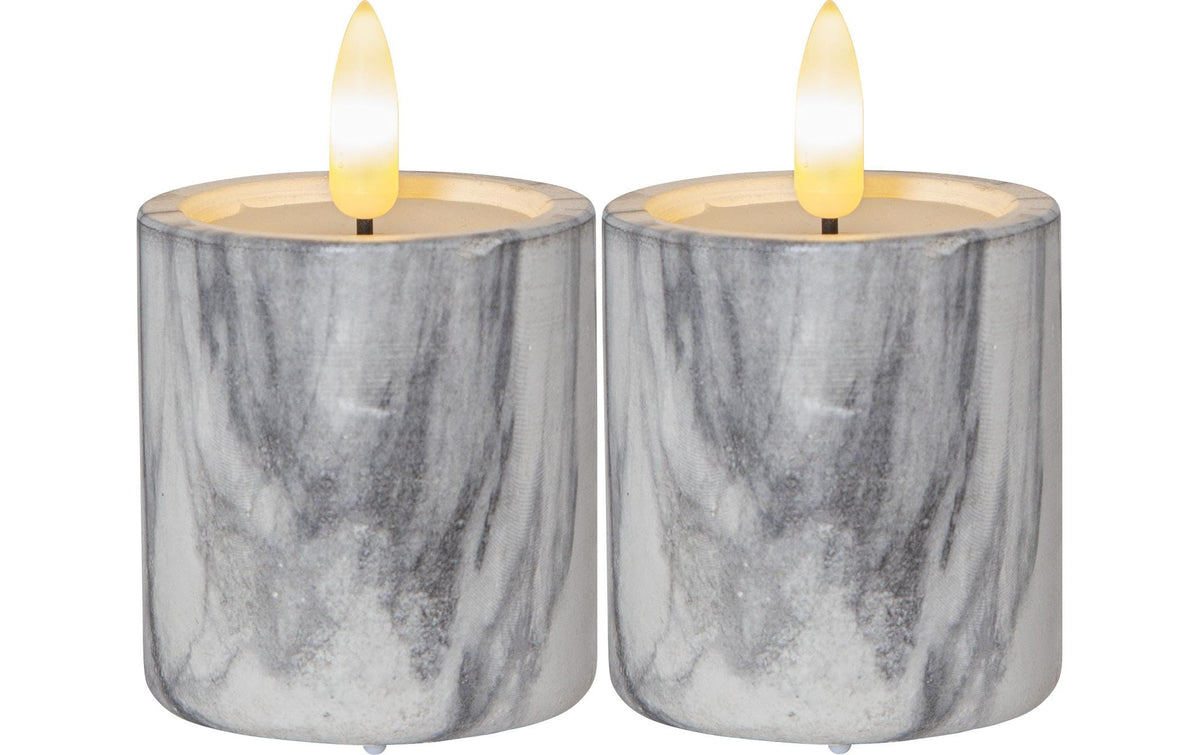 Star Trading LED Pillar 2er Flamme Marble