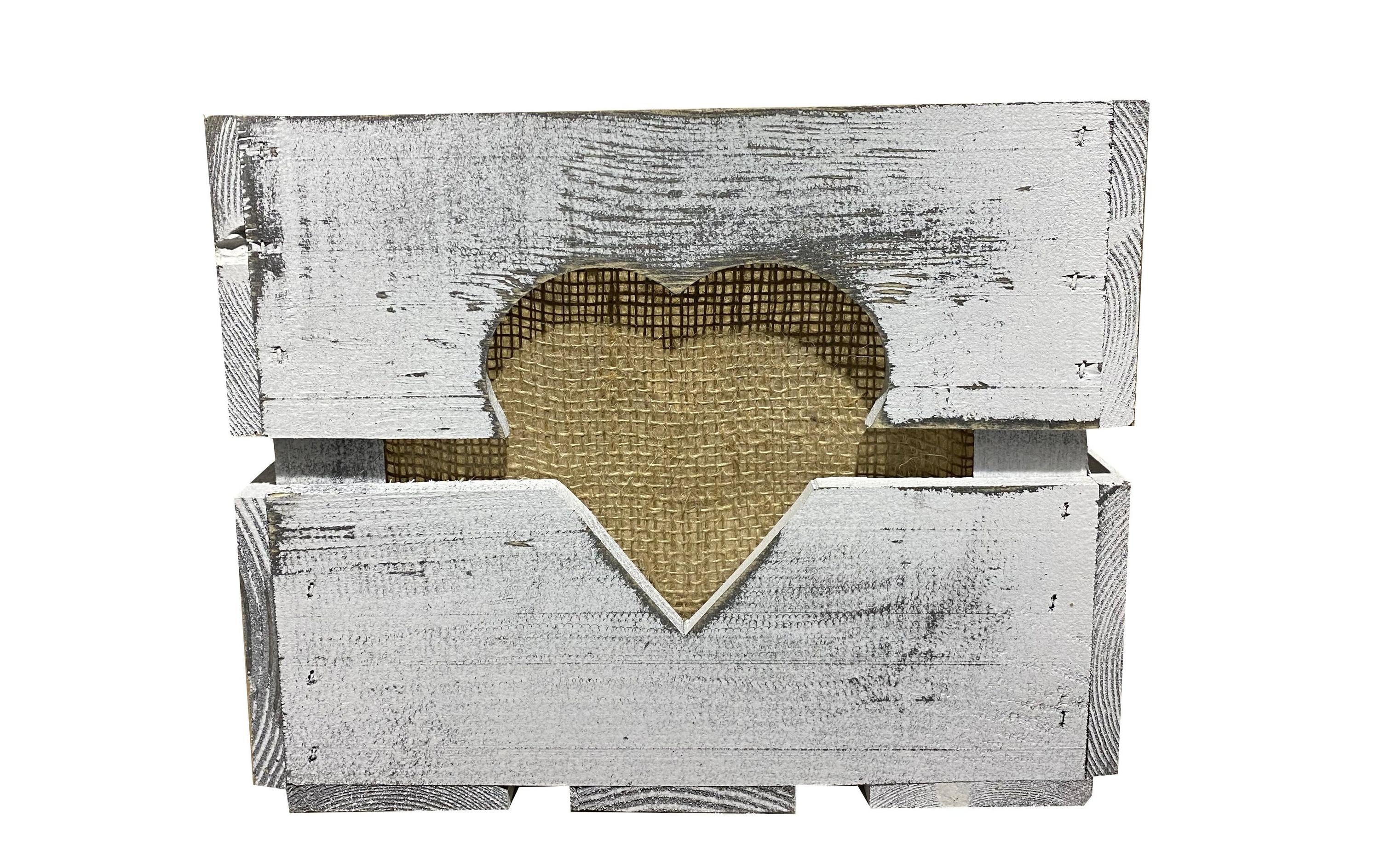 Holz Zollhaus Dekokiste mit Herzauschnitt