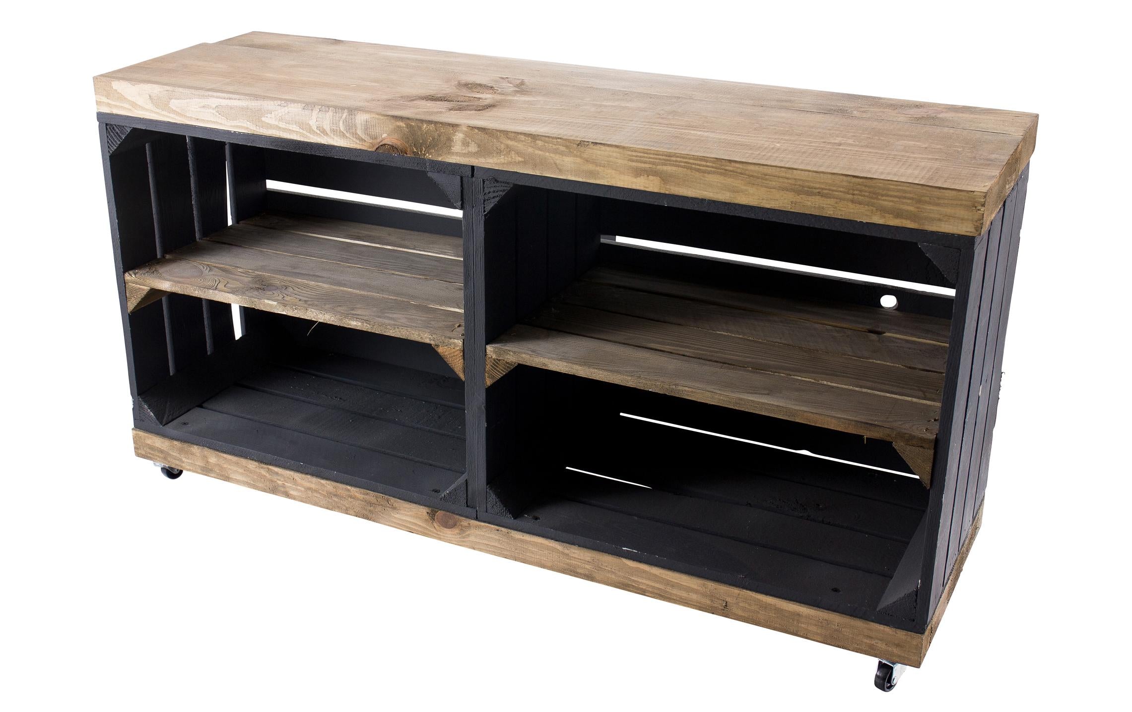 Holz Zollhaus Vintage Regal auf Rollen