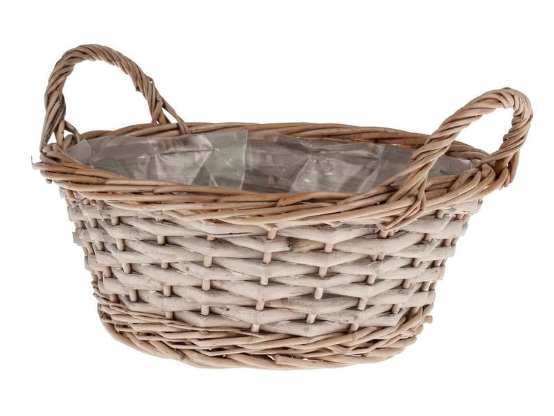 Opiflor | Weidenkorb Sachsen, 25 cm Grau | rund, innen foliert, Ø: 25 cm, H: 10.5 cm