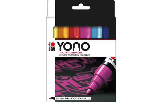 Marabu | Acrylmarker YONO Set | 12 Marker, 1.5 - 3 mm