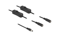 Delock | DC 5.5x2.1mm Stecker zu 2x DC Buchse | Mit Schalter,1m,Schwarz