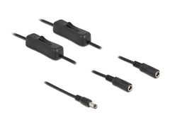 Delock | DC 5.5x2.1mm Stecker zu 2x DC Buchse | Mit Schalter,1m,Schwarz