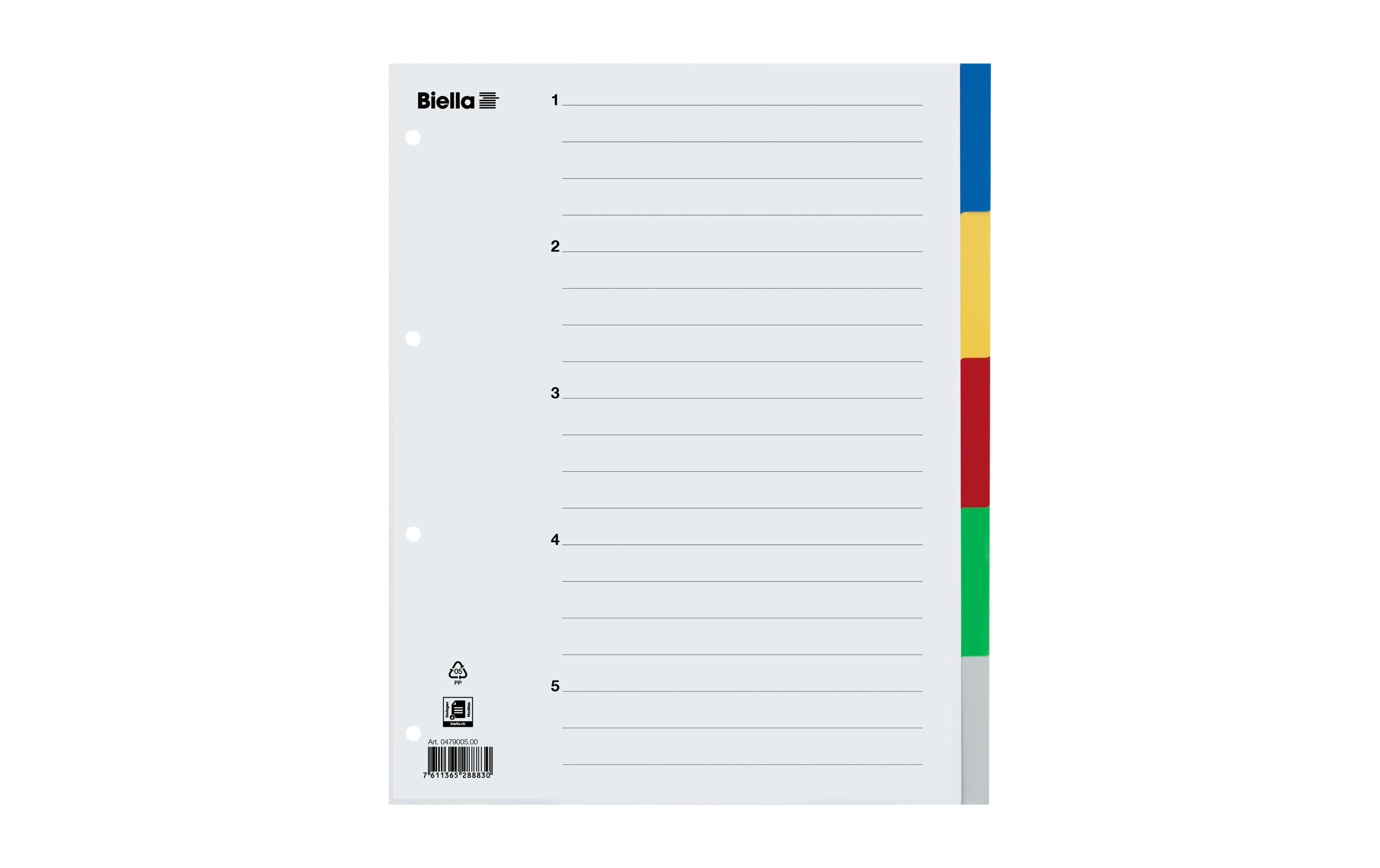 Biella Register Polypropylen A4 blanko