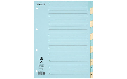 Biella | Register Karton A4 1-12, 4Loch | blau,gelb 1 Stück