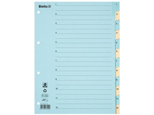 Biella | Register Karton A4 1-12, 4Loch | blau,gelb 1 Stück