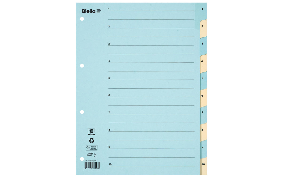 Biella Register Karton A4 1-10, 4Loch