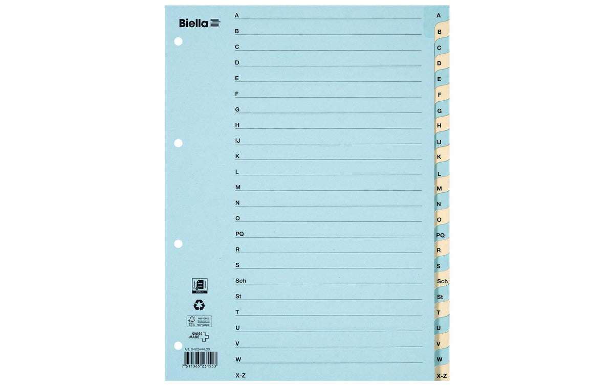 Biella Register Karton A4 A-Z, 4Loch