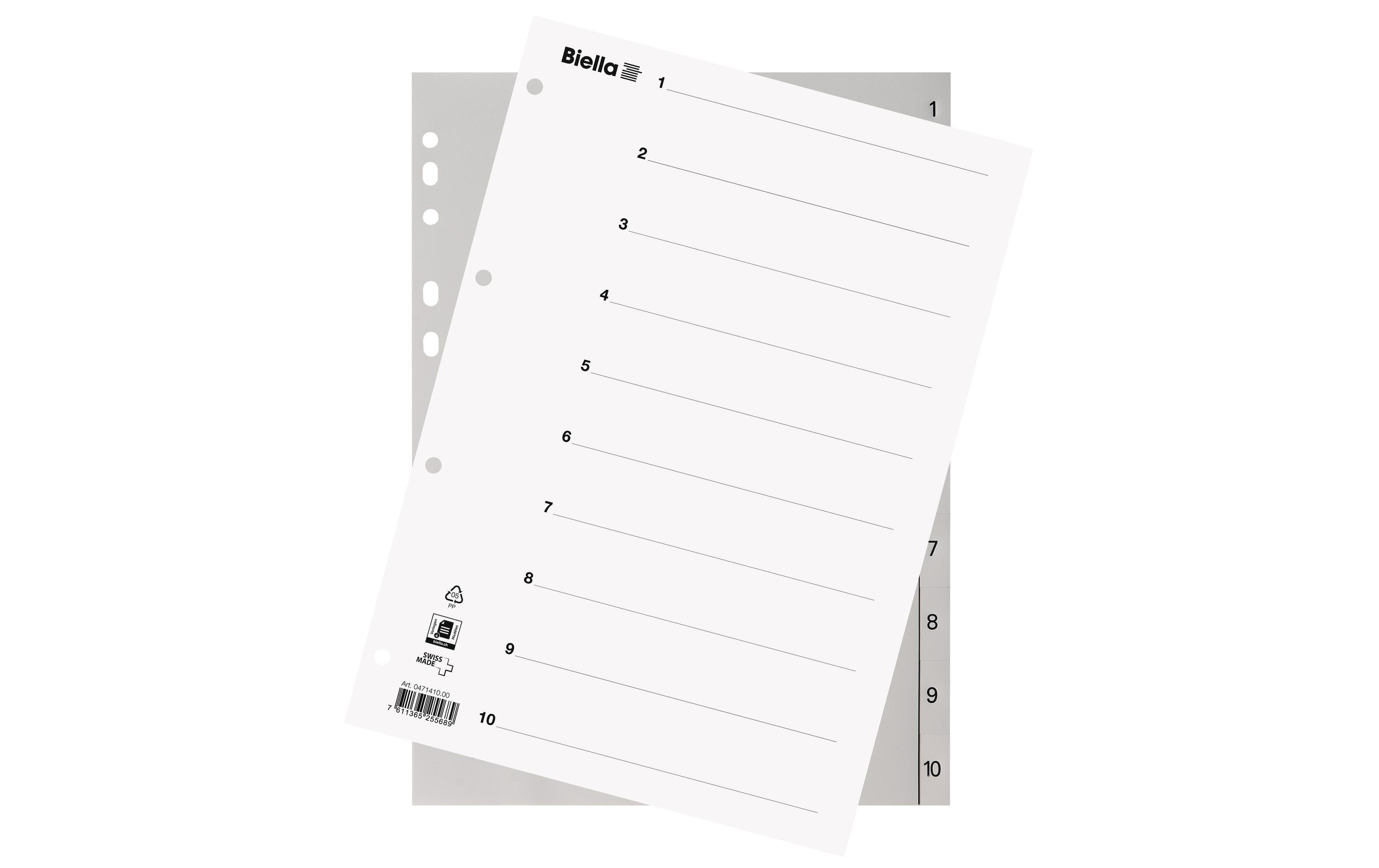 Biella Register Vollformat aus Kunststoff