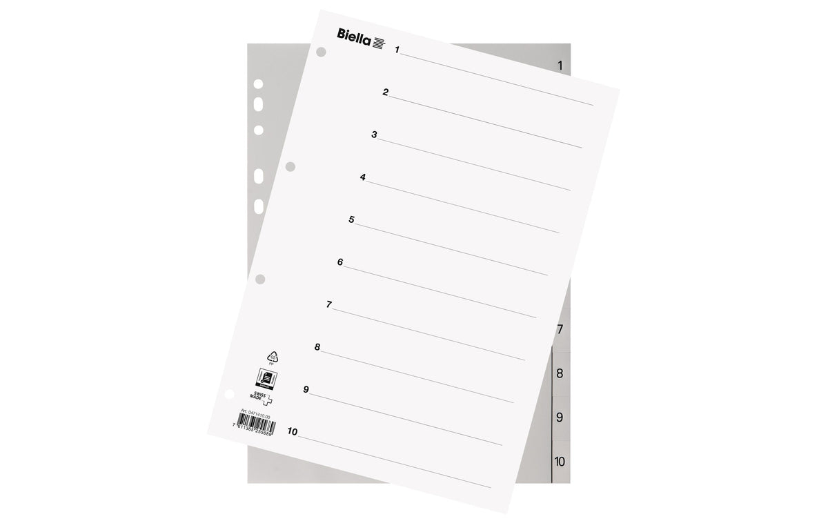Biella Register Vollformat aus Kunststoff