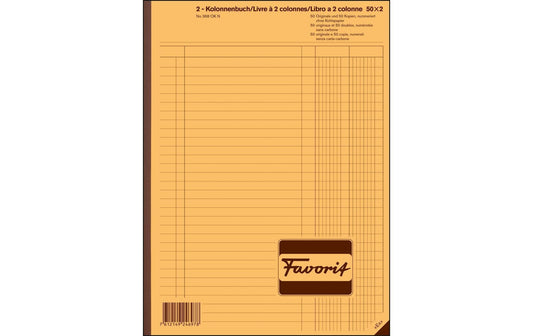 Favorit | 2 Kolonnen Durchschreibebuch | weiss/weiss, D/F/I, 220x297mm, 50x2 Blatt