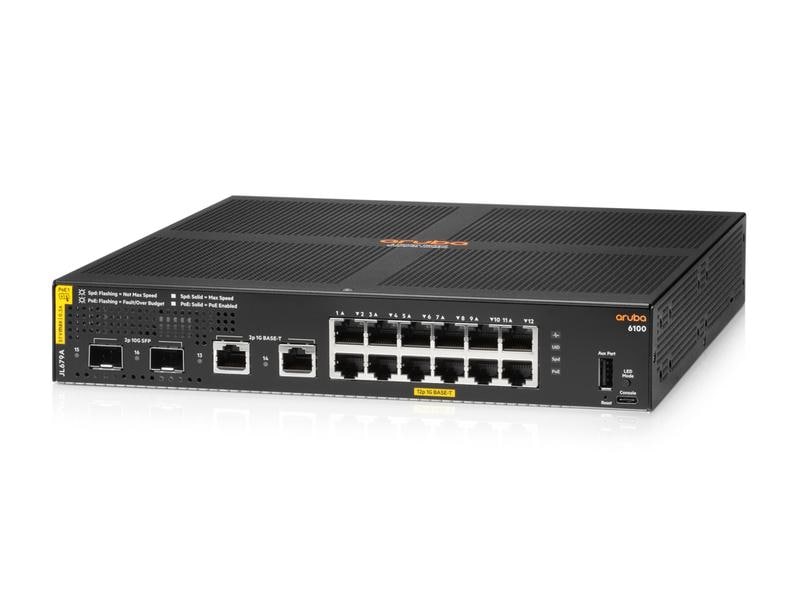 HPE Aruba Networking | HPE Aruba CX 6100 12G PoE+ | 12x 1Gb, 2x SFP+, 139W