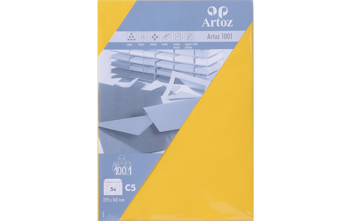 Artoz, Couvert 1001, C5, 5 Stück, Sonnengel