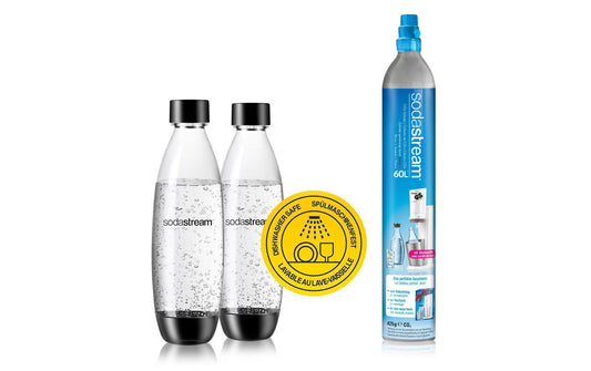 Sodastream | CO2 Zusatz-Zylinder+ 2 Fuse Flaschen | KIT 2 Flaschen 1 Zylinder