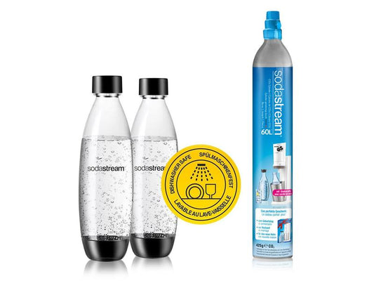 Sodastream | CO2 Zusatz-Zylinder+ 2 Fuse Flaschen | KIT 2 Flaschen 1 Zylinder