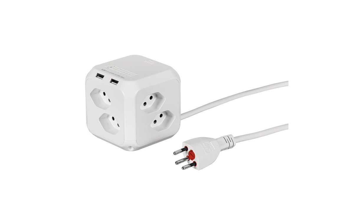 Steffen CUBE mit 2x USB-A 2.4A weiss