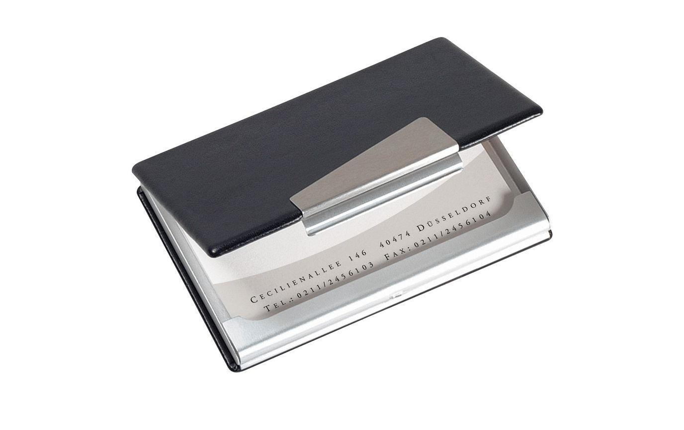 Sigel Visitenkarten-Etui, silber,schwarz