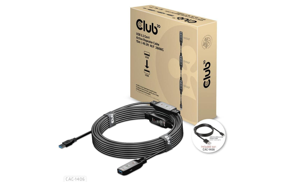 Club 3D, Repeater-Kabel USB 3.2 Gen1, aktiv