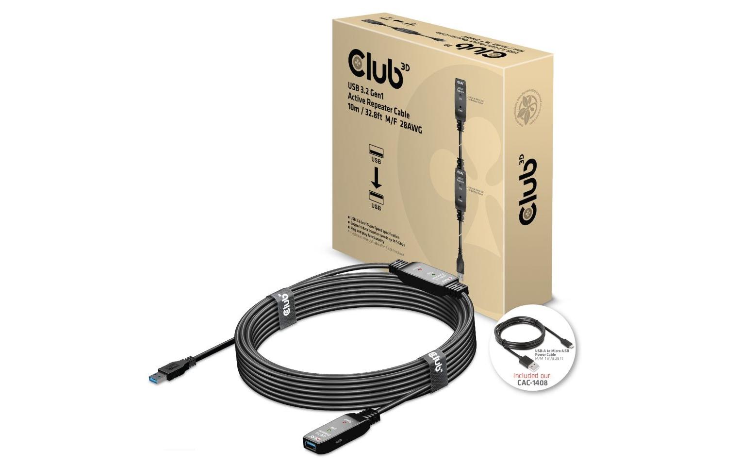 Club 3D, Repeater-Kabel USB 3.2 Gen1, aktiv