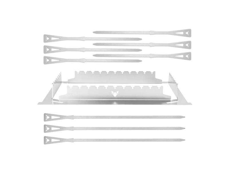 Fennek Grill | Halterung und Spiesse für FENNEK 2.0 | (6 x kurze & 3 x lange Spiesse)