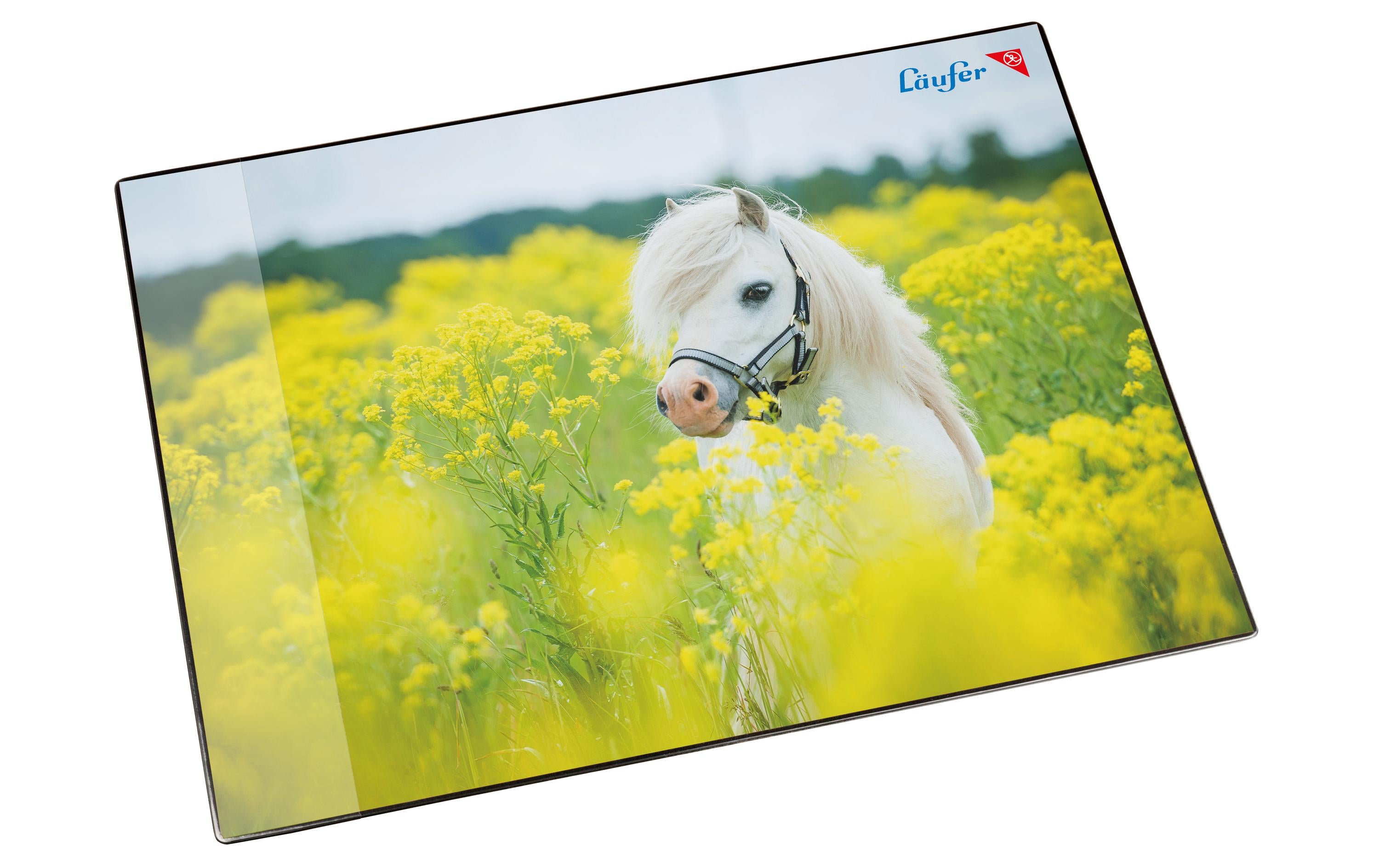 Läufer Schreibunterlage Pferd im Rapsfel