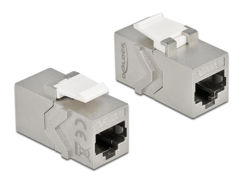 Delock | Keystone Modul Cat.6A, Silber/Weiss | Modul RJ45 Buche zu RJ45 Buchse