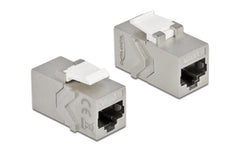 Delock | Keystone Modul Cat.6A, Silber/Weiss | Modul RJ45 Buche zu RJ45 Buchse