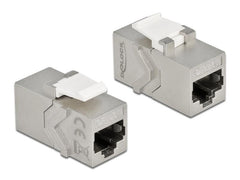 Delock | Keystone Modul Cat.6A, Silber/Weiss | Modul RJ45 Buche zu RJ45 Buchse