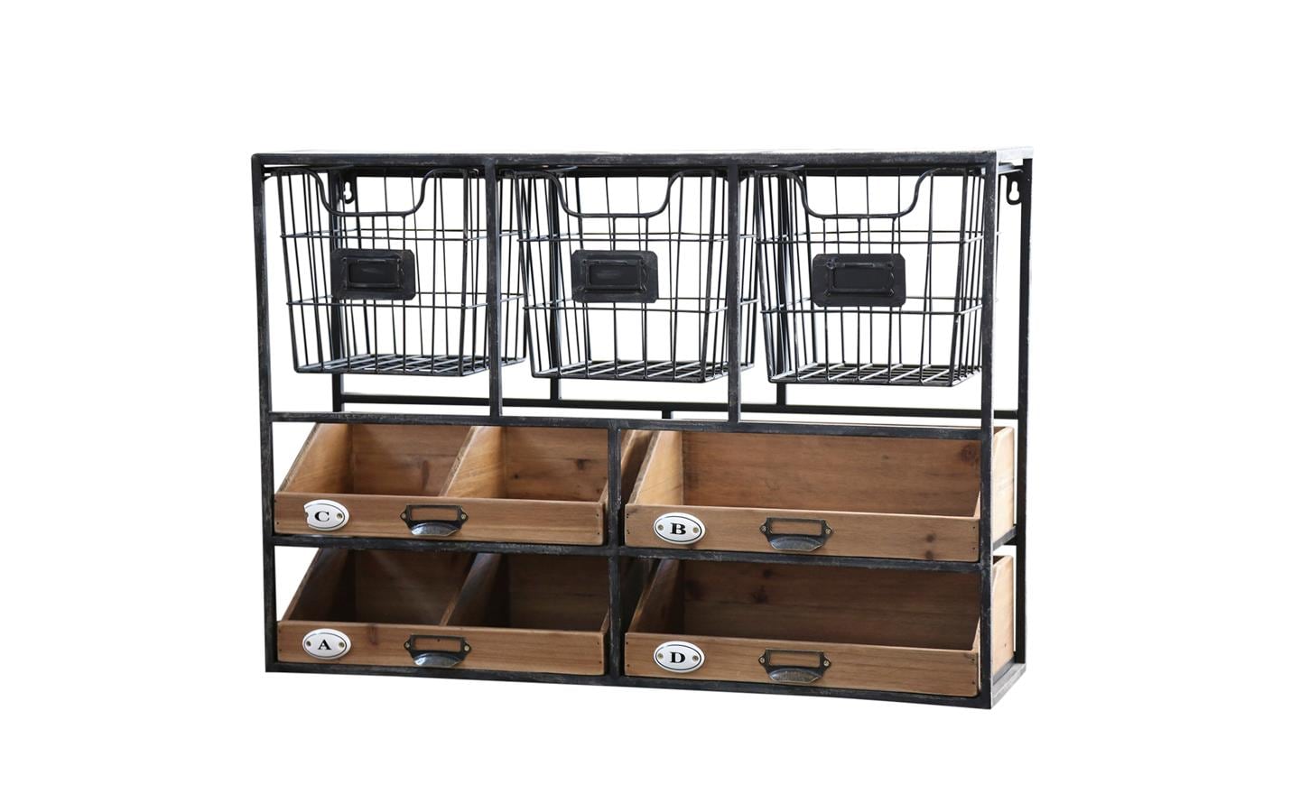 Chic Antique Wandregal mit Schubladen