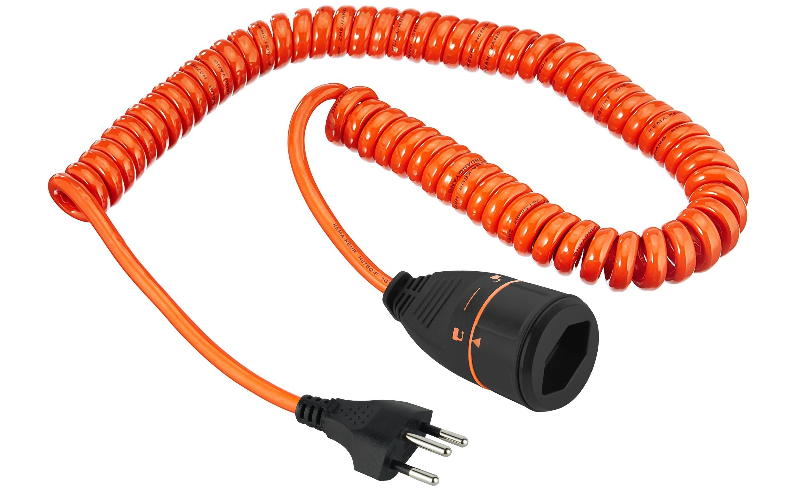Spiralkabel, 1.5m, Orange/schwarz