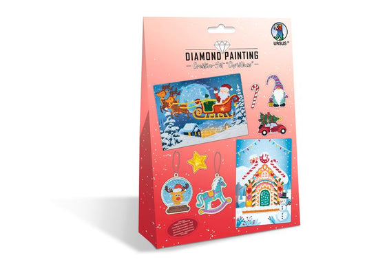 URSUS | Diamond Painting Creativ-Set X-Mas | 2 x A5 Karten, 1 Stickerbogen