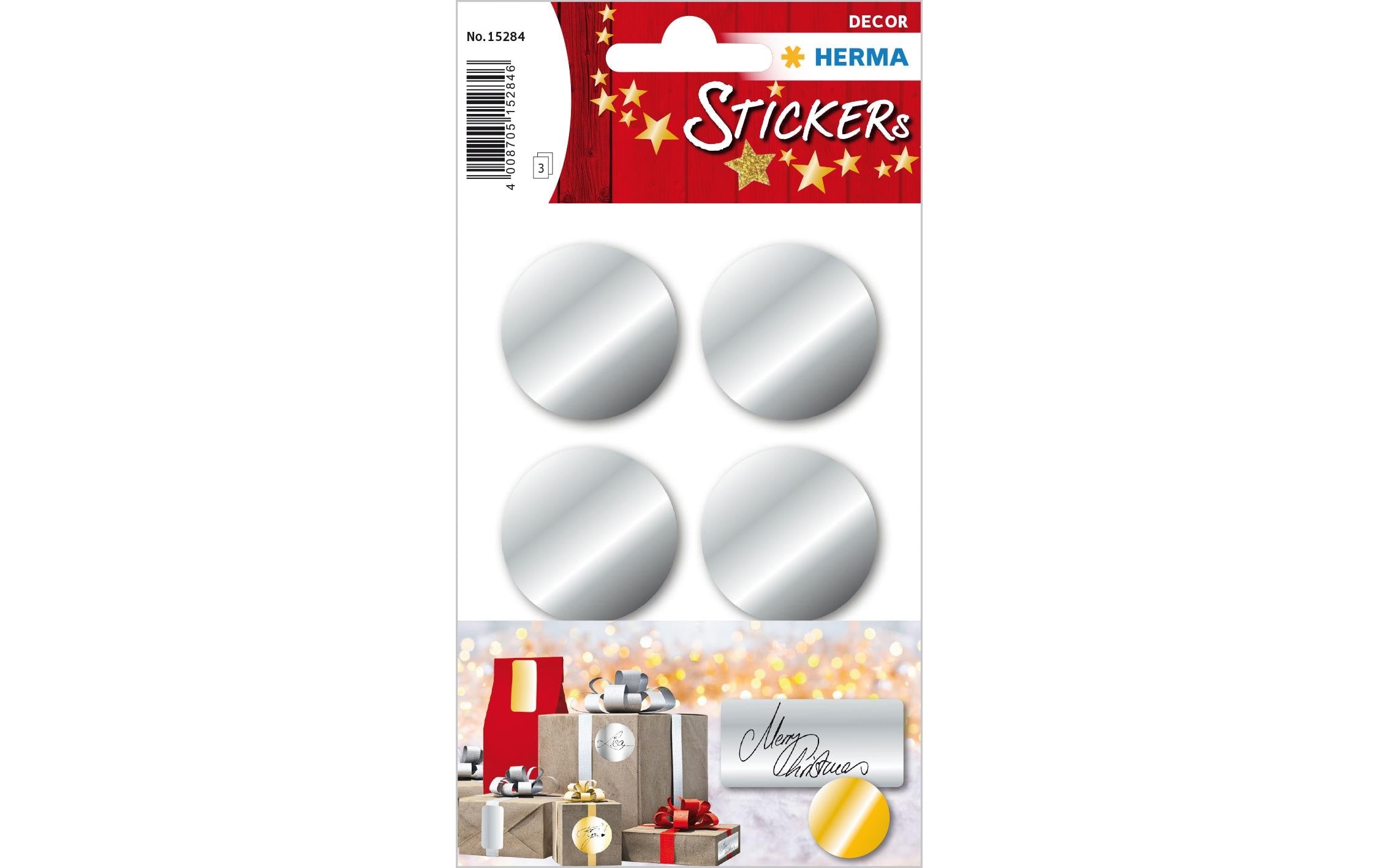 Herma Weihnachtssticker Button silber