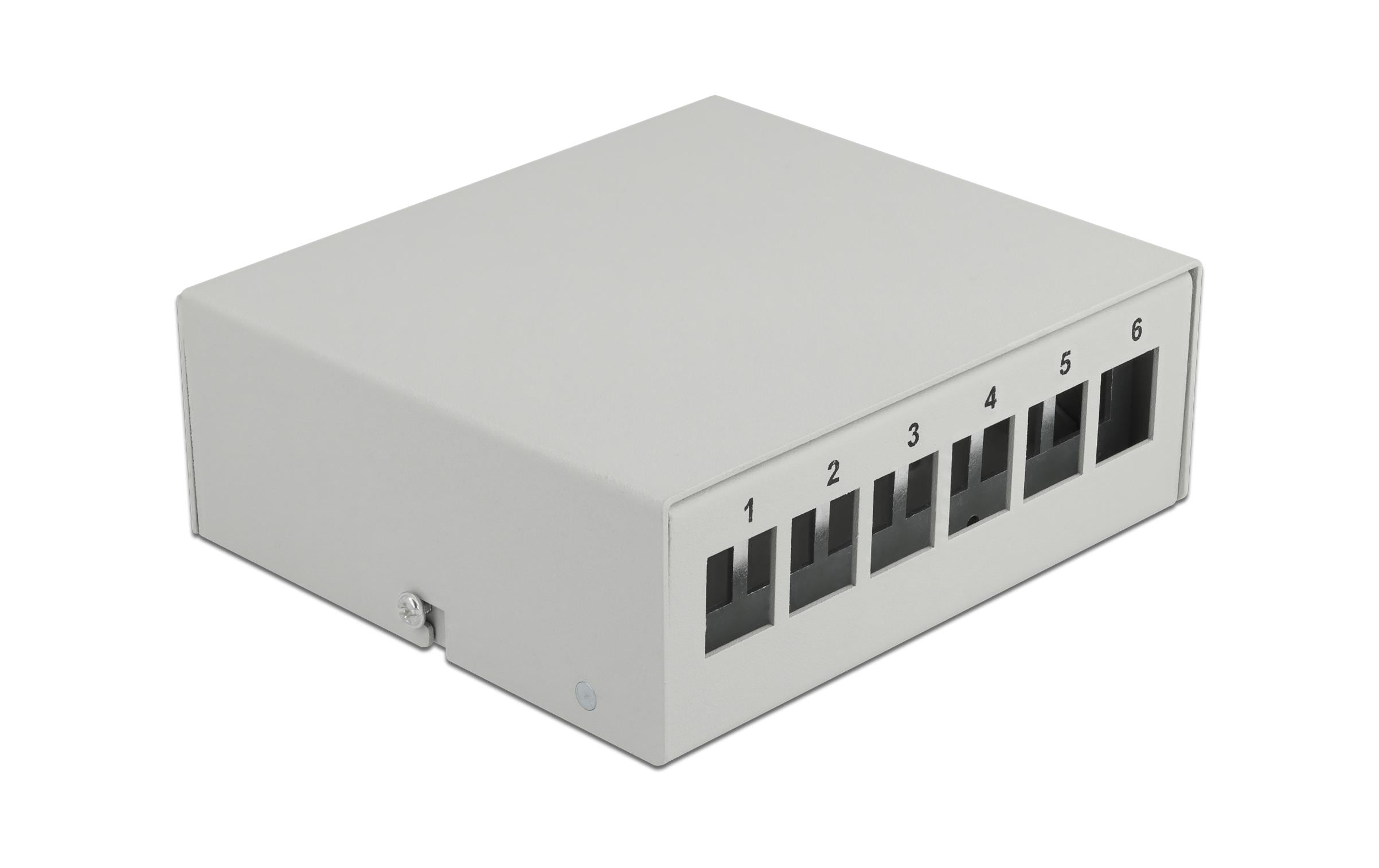 Delock Keystone Leergehäuse: 6 Port, grau