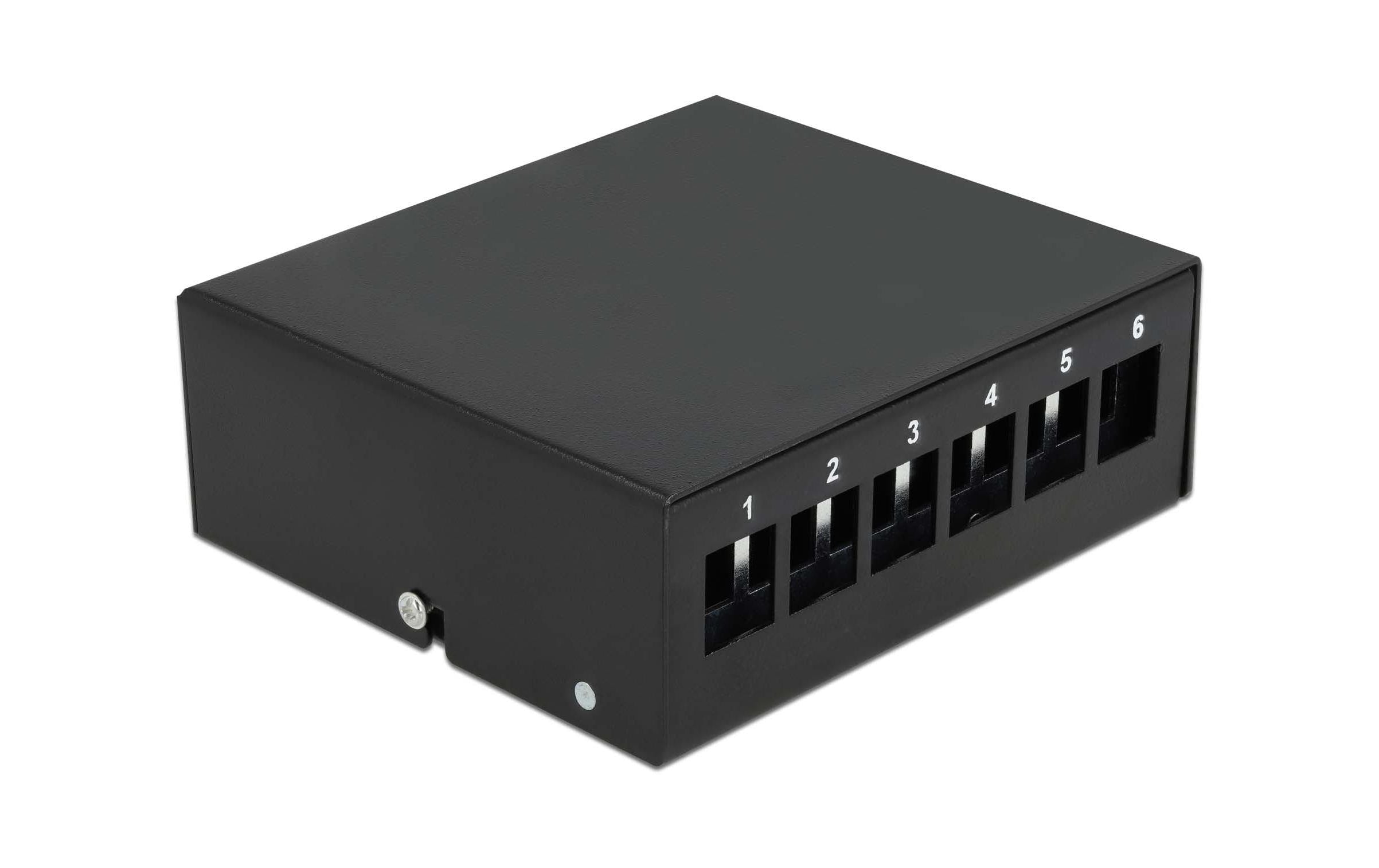 Delock Keystone Leergehäuse: 6 Port,schwarz