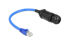 Delock | Patchkabel: S/FTP, Cat.6, 25cm, blau | IP68, wasserdicht, Verlängerung