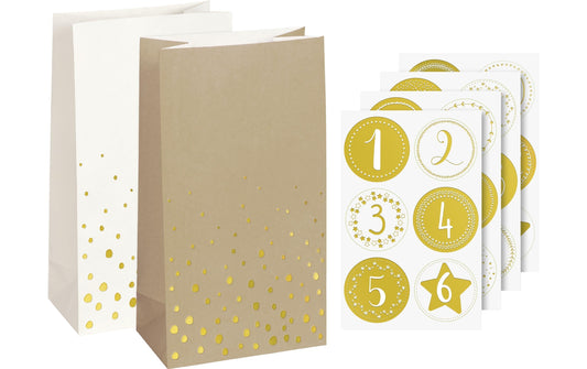 Heyda | Adventskalender-Set klein gold | 24 Stück, Grösse 180 x 97 x 60 mm