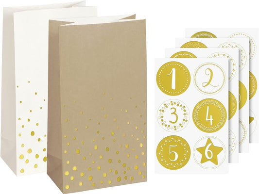 Heyda | Adventskalender-Set gross gold | 24 Stück, Grösse 240 x 130 x 75 mm
